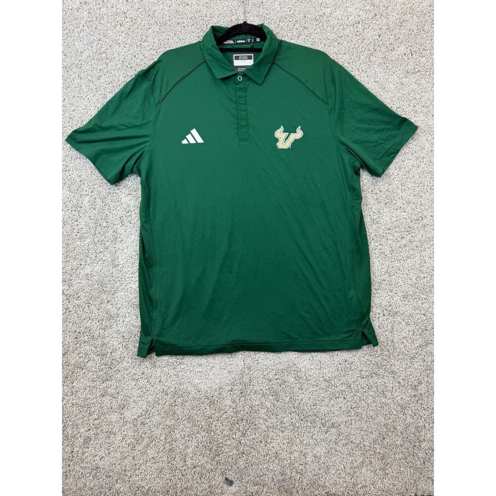 Adidas USF South Florida Bulls Polo Shirt Men's XL Green NCAA Golf Performance